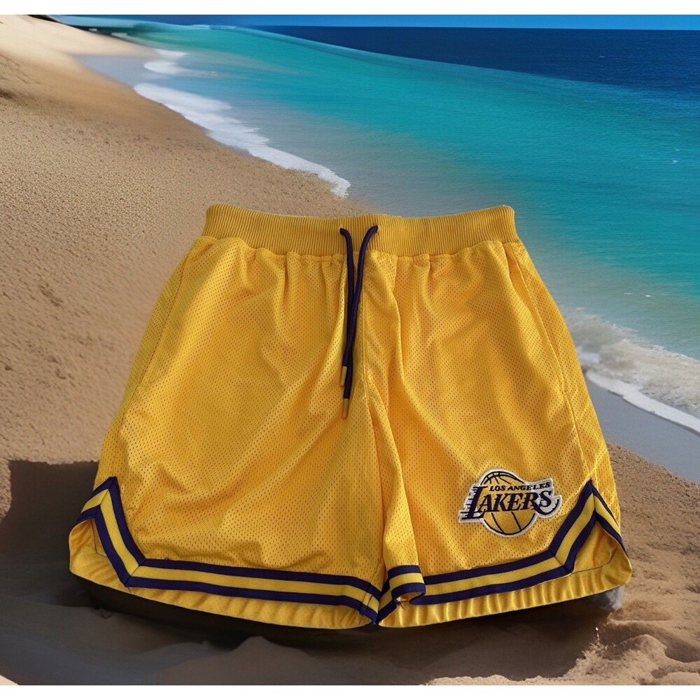 NBA Ultra Game Los Angeles Lakers Basketball Shorts Embroidered Mens Medium